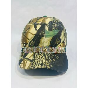 Handmade Rhinestone Bling Studded Real Tree Glitzy Streetwear Baseball Cap Hat